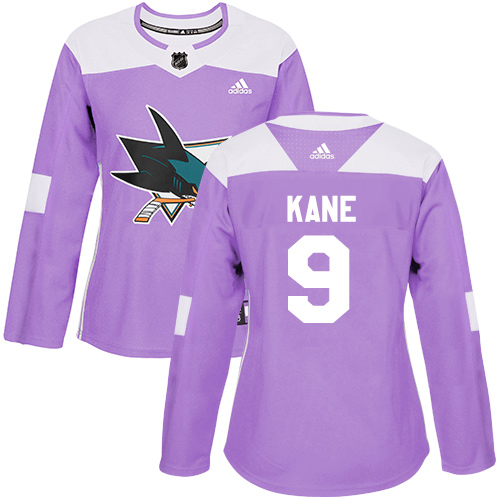 Adidas Sharks #9 Evander Kane Purple Authentic Fights Cancer Women's Stitched NHL Jersey